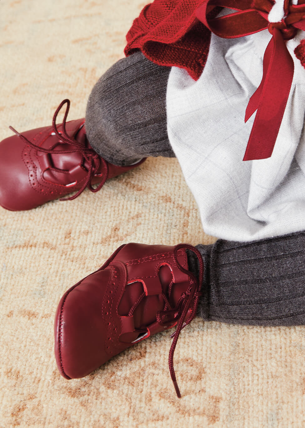 Oxford Pram Booties in Burgundy (17-20EU) Shoes  from Pepa London