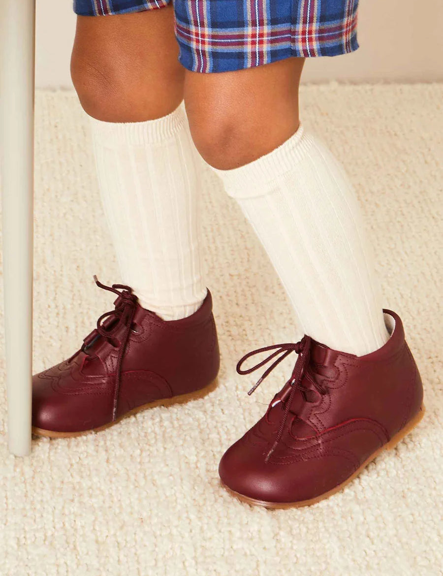 Oxford Baby Booties in Burgundy (20-26EU) Shoes  from Pepa London