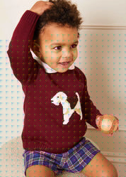 Doggy Intarsia Jumper in Burgundy (12mths-10yrs) Knitwear from Pepa London