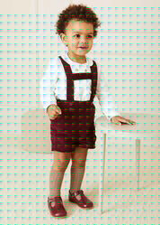 Velvet Button Detail Shorts with Braces in Burgundy (18mths-4yrs) Shorts  from Pepa London