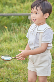 Button Detail Shorts with Braces in Beige (18mths-4yrs) Shorts from Pepa London