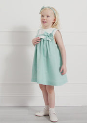 Sleeveless Trapeze Dress With Bow Detail in Green (12mths-10yrs) Dresses from Pepa London
