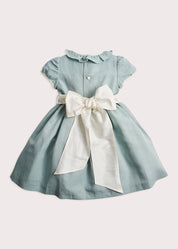 Teal Flower Girl Occasion Dress with Ivory Sash (12mths-10yrs) Dresses  from Pepa London