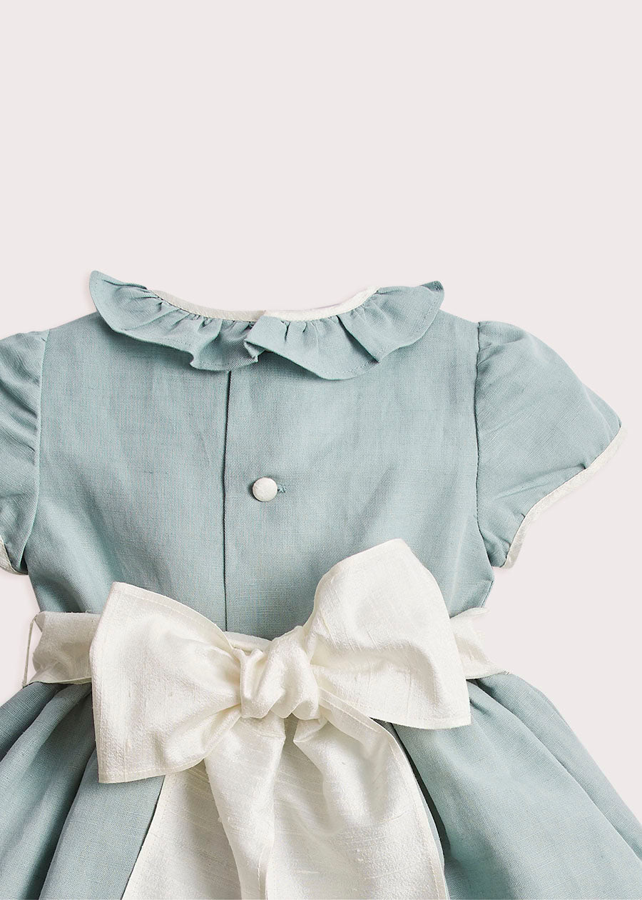Teal Flower Girl Occasion Dress with Ivory Sash (12mths-10yrs) Dresses  from Pepa London