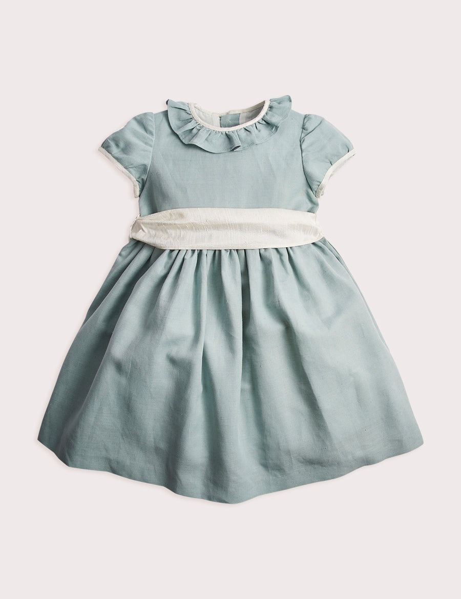 Teal Flower Girl Occasion Dress with Ivory Sash (12mths-10yrs) Dresses  from Pepa London