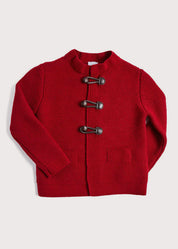 Toggle Fastening Knitted Cardigan in Red (12mths-10yrs) Knitwear  from Pepa London
