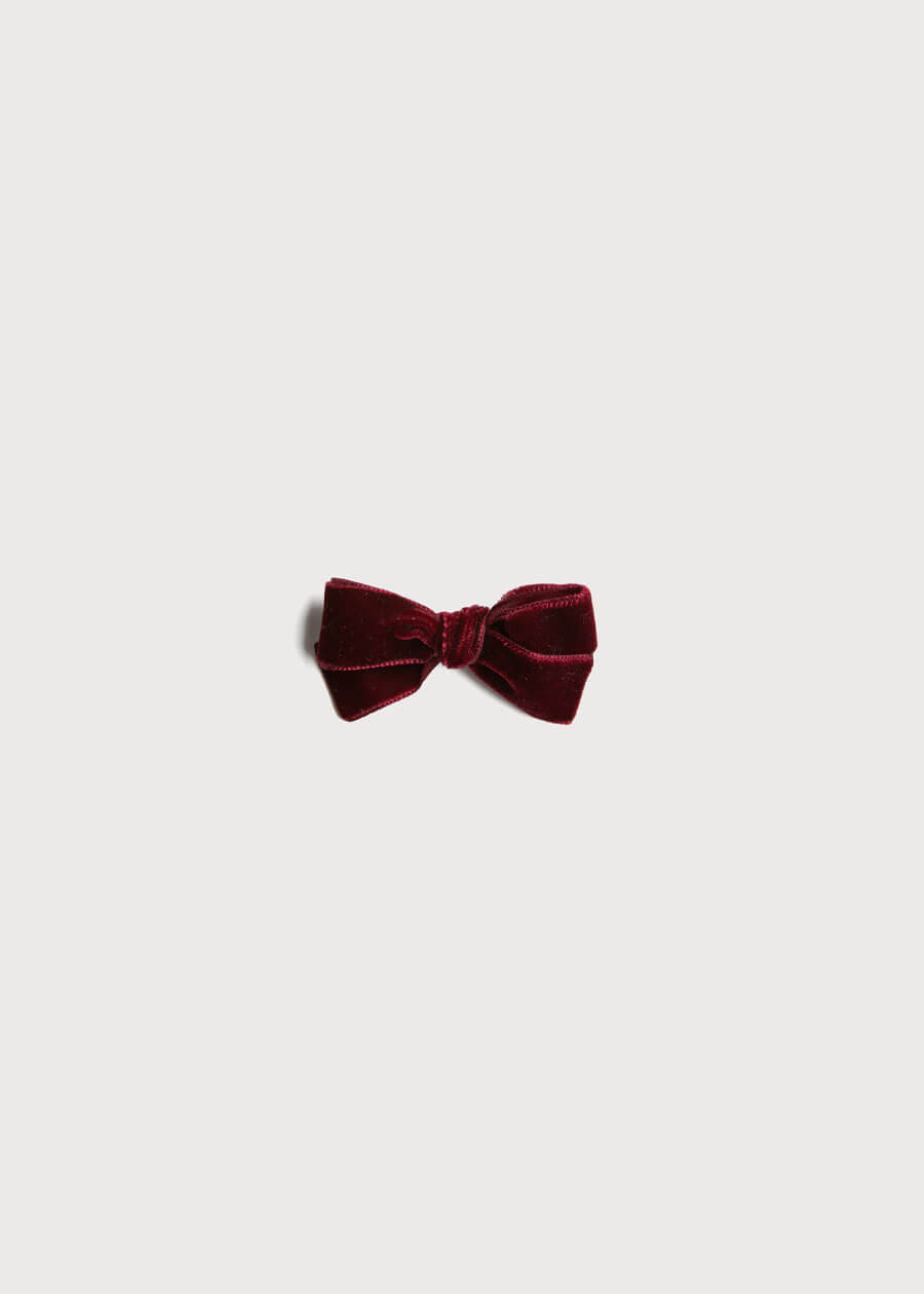 Velvet Medium-Bow Clip in Burgundy Hair Accessories  from Pepa London