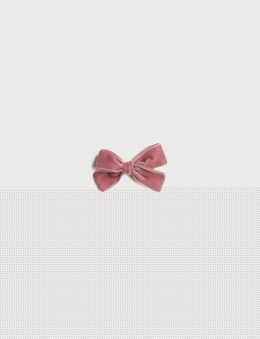 Velvet Medium-Bow Clip in Pink Hair Accessories  from Pepa London