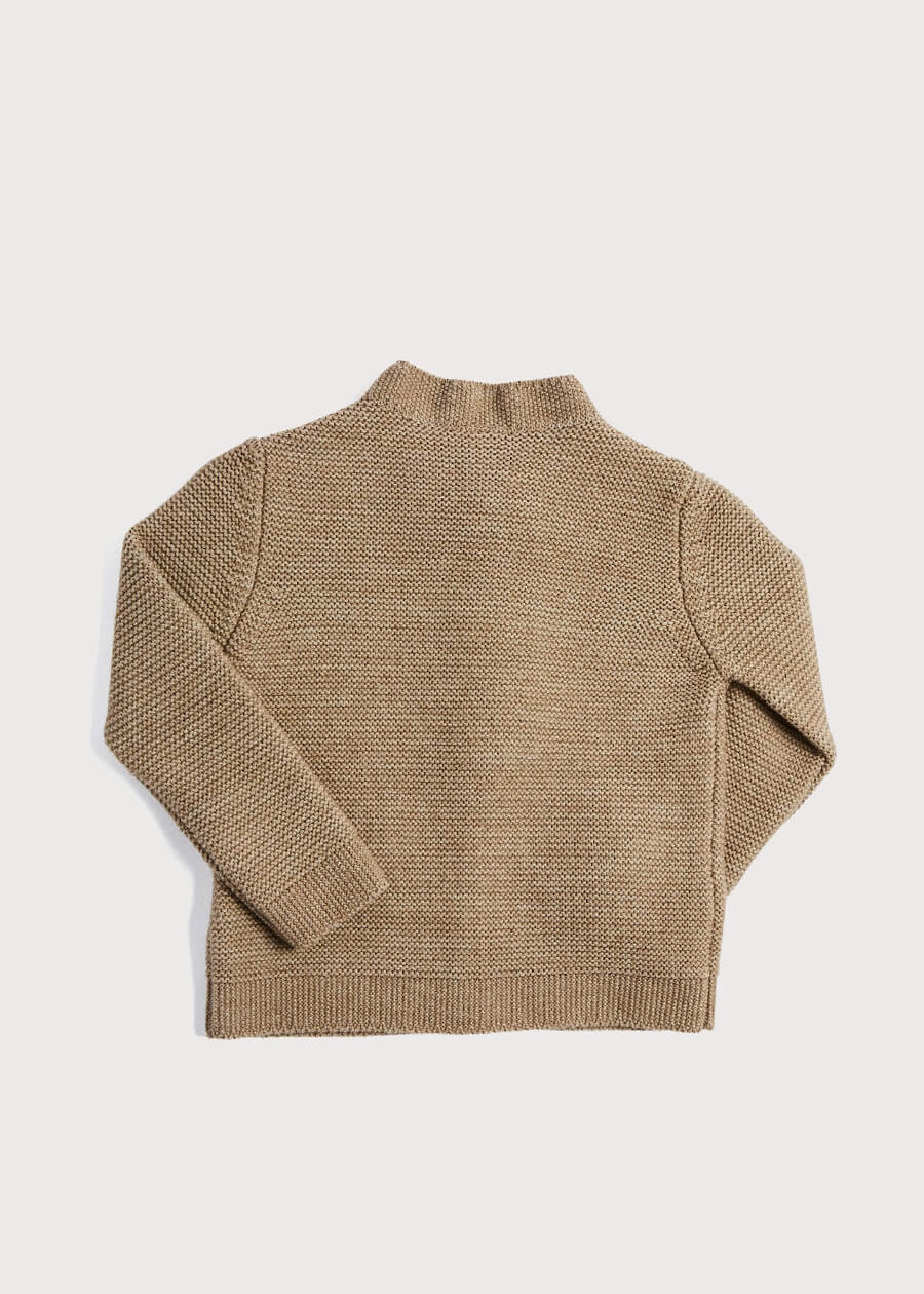 Toggle Fastening Knitted Cardigan in Oatmeal (12-10yrs) Knitwear  from Pepa London