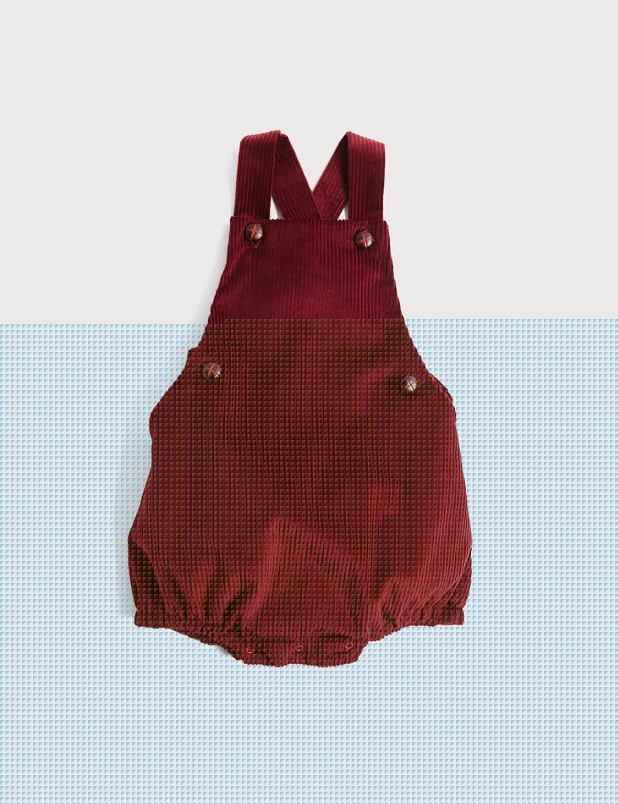 Burgundy Corduroy Romper (6mths-6yrs) Rompers  from Pepa London