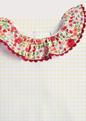 Burgundy Floral Print Frill Collar Bodysuit (0-2yrs) Tops & Bodysuits  from Pepa London