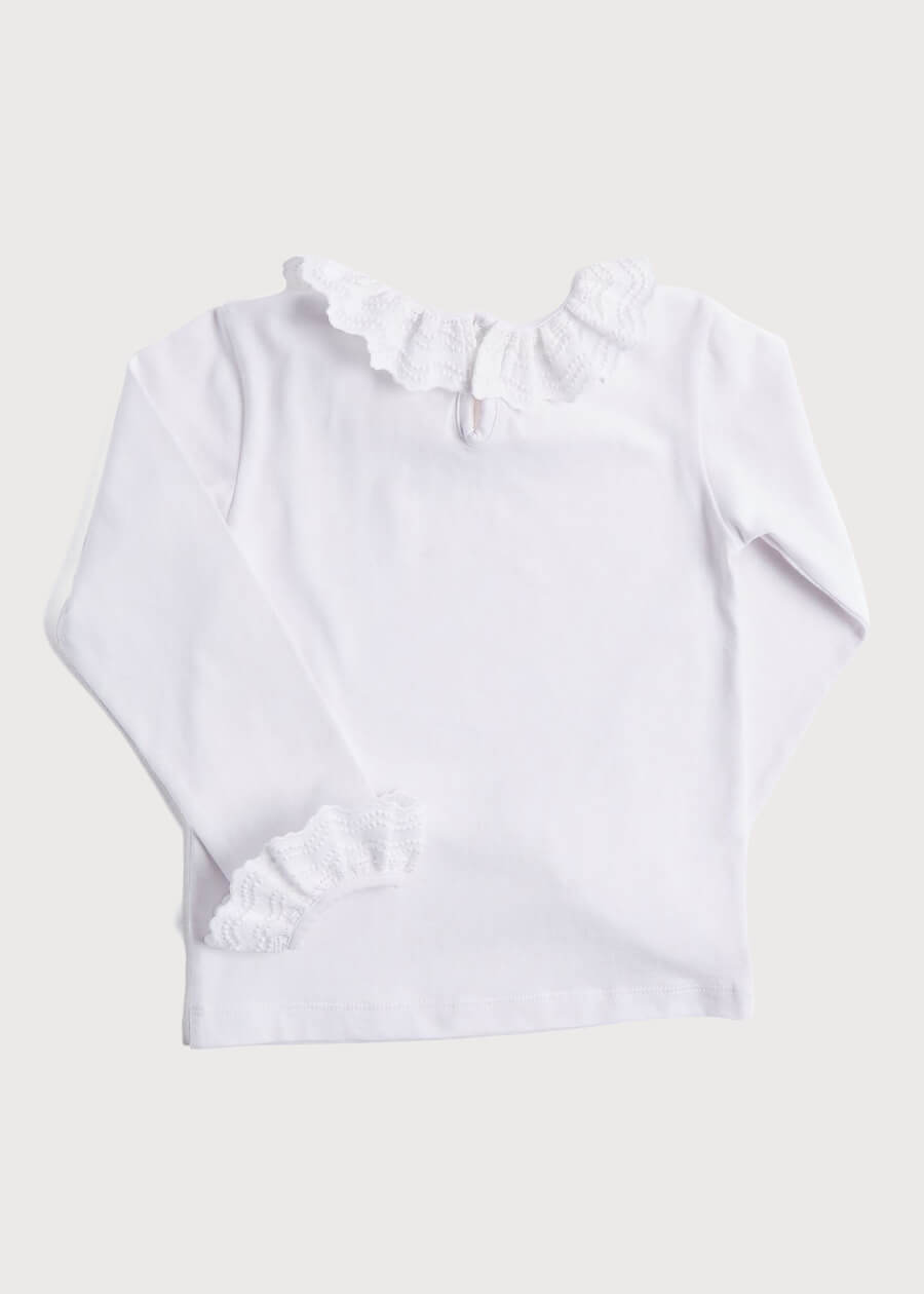 Frill Collar Long Sleeve Top in White (18mths-10yrs) Tops & Bodysuits  from Pepa London