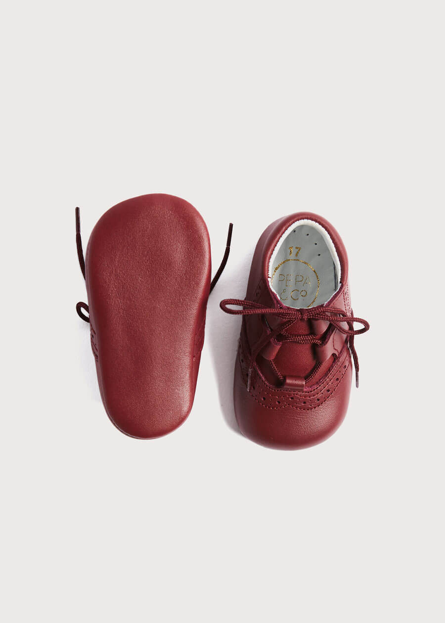 Oxford Pram Booties in Burgundy (17-20EU) Shoes  from Pepa London