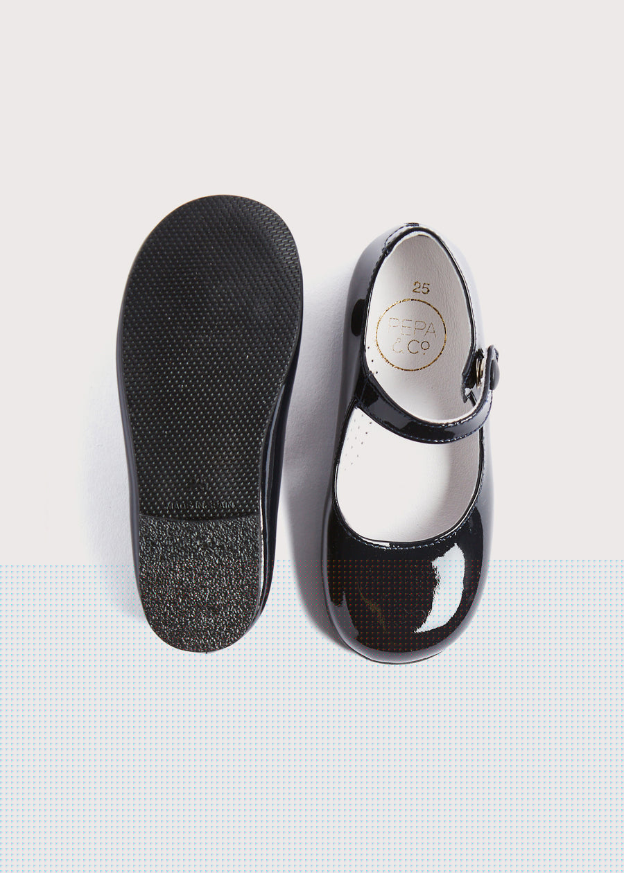 Patent Leather Mary Jane Shoes in Navy (25-34EU) Shoes  from Pepa London