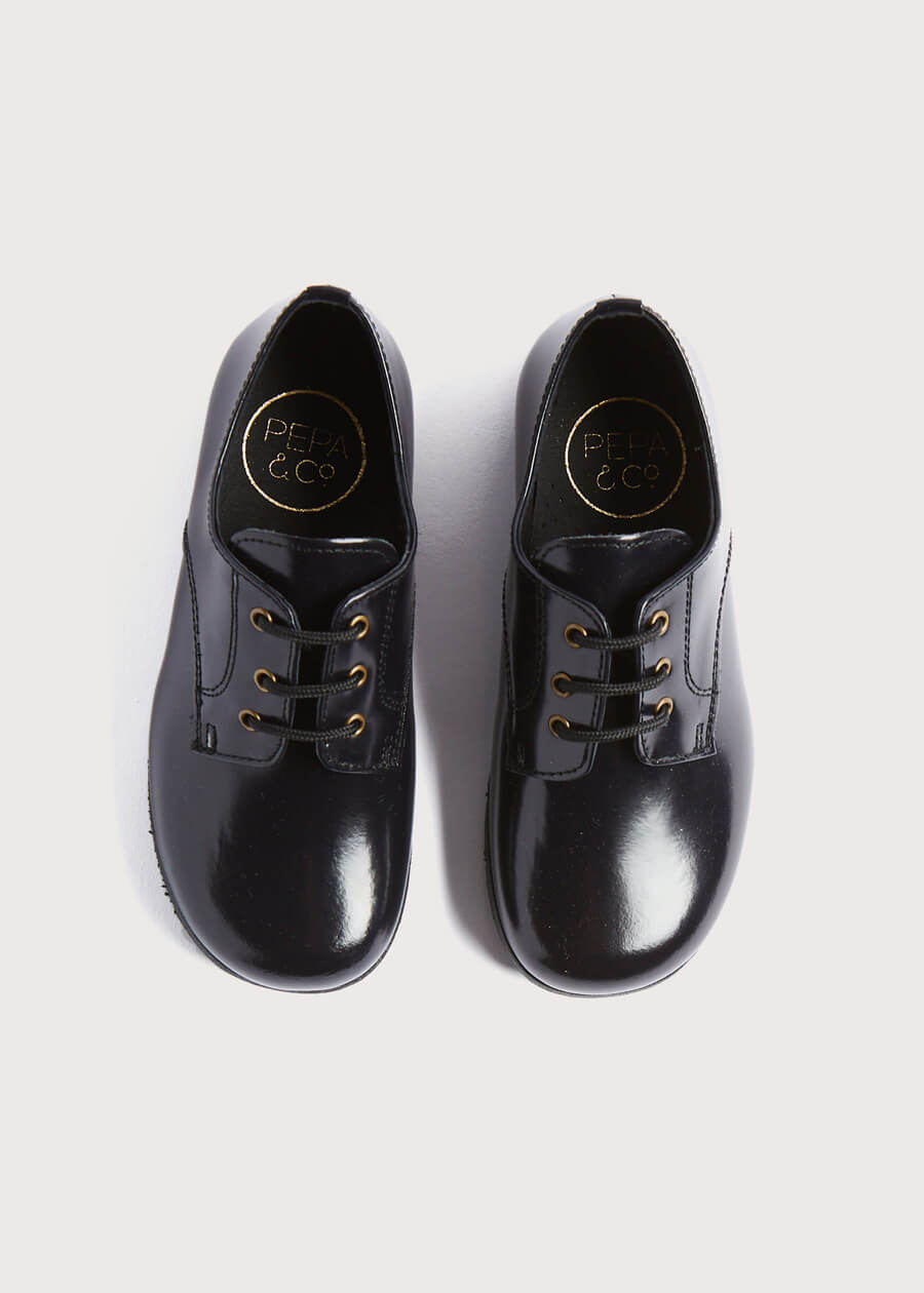 Leather Lace-Up Black Shoes (25-33EU) Shoes  from Pepa London