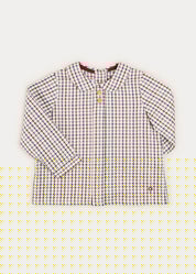 Checked Peter Pan Collar Long Sleeve Shirt In Beige (12mths-3yrs) SHIRTS  from Pepa London