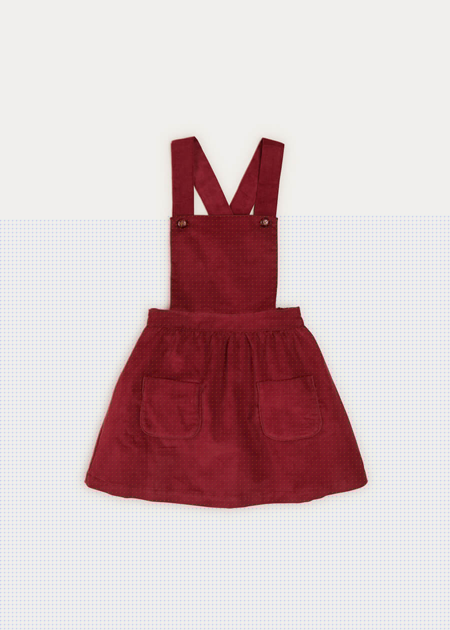 Corduroy Skirt With Pinafore Braces In Burgundy (12mths-3yrs) SKIRTS  from Pepa London