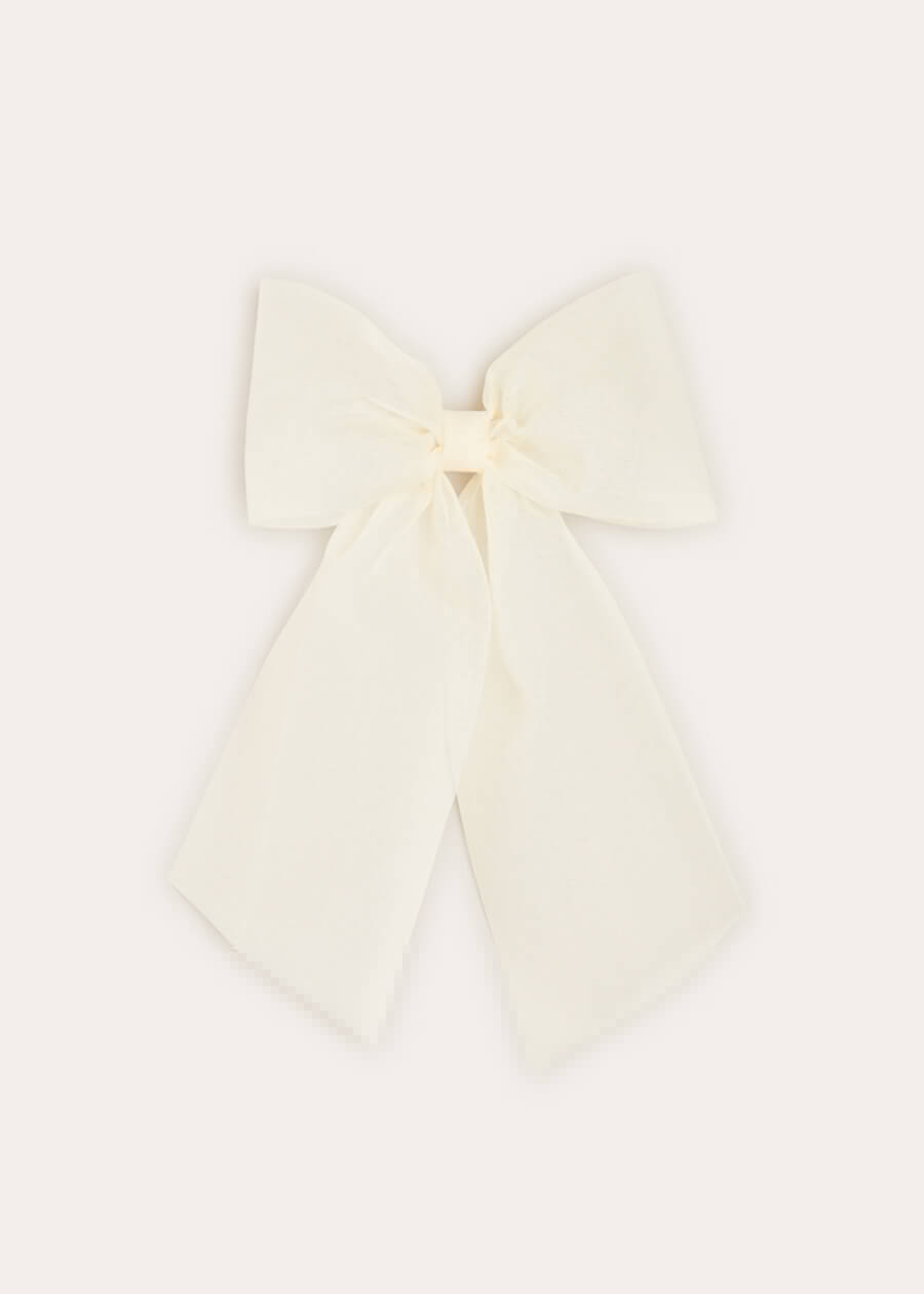 Tulle Long Bow Clip In Cream HAIR ACCESSORIES  from Pepa London