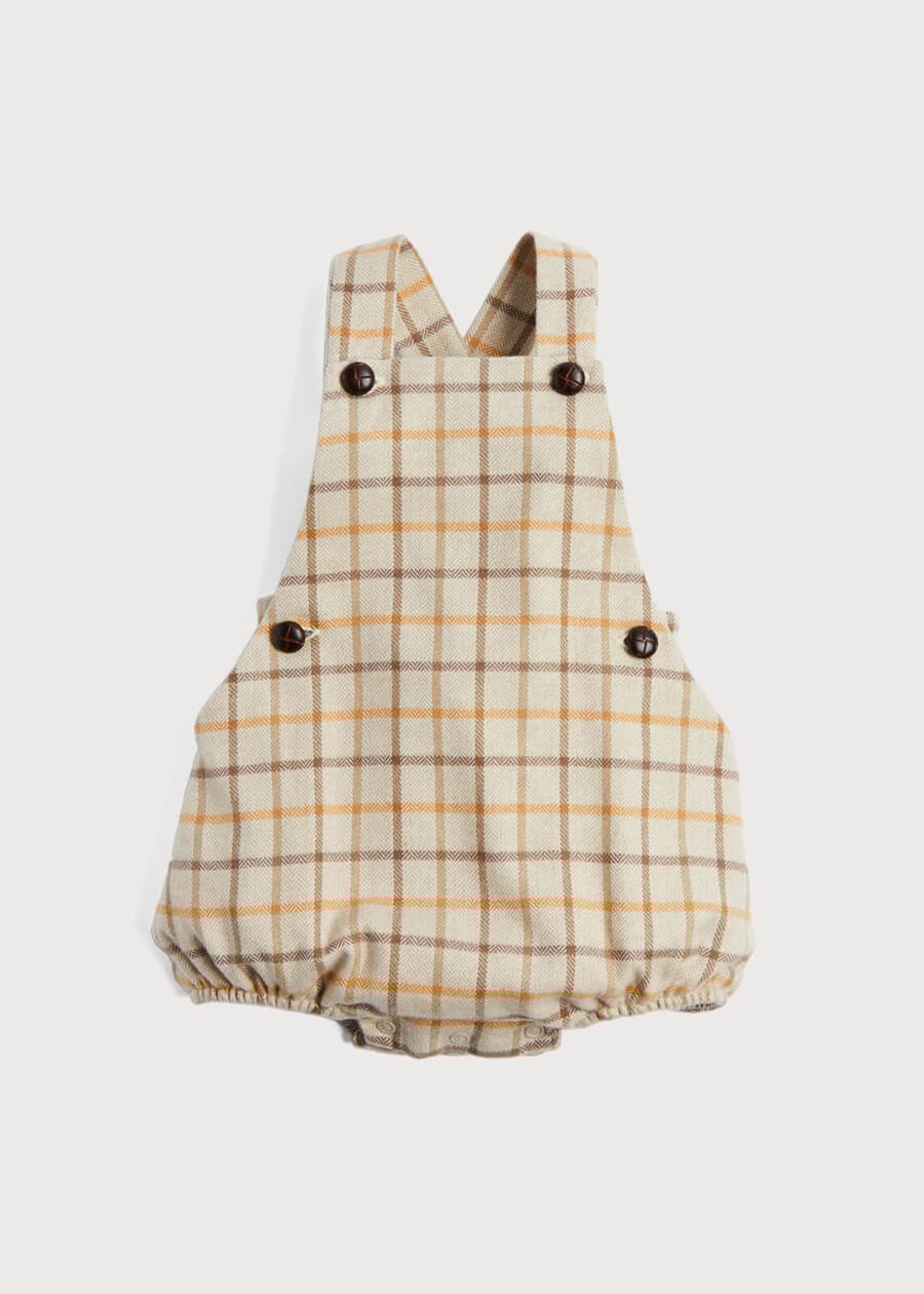 Check Print Romper in Beige (6mths-2yrs) Rompers  from Pepa London