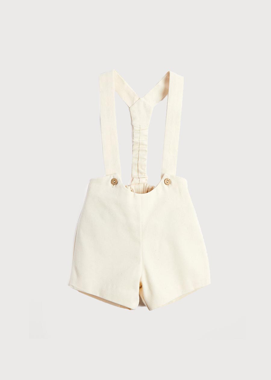 Button Detail Shorts with Braces in Beige (18mths-4yrs) Shorts from Pepa London