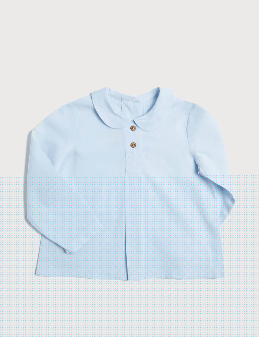 Blue Peter Pan Collar Shirt With Front Pleat (12mths-3yrs) Shirts  from Pepa London