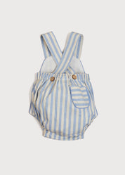 Chunky Stripe Pocket Front Dungaree Romper in Blue (3-18mths) Dungarees  from Pepa London