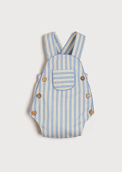 Chunky Stripe Pocket Front Dungaree Romper in Blue (3-18mths) Dungarees  from Pepa London