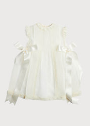 Lace Trim Fine Pleated Dress in Ivory (3mths-5yrs) Dresses from Pepa London