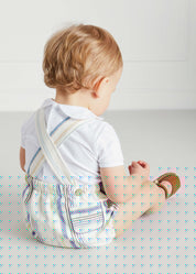 Thin Stripe Front Pocket Dungaree Romper in Red (3-18mths) Shorts  from Pepa London
