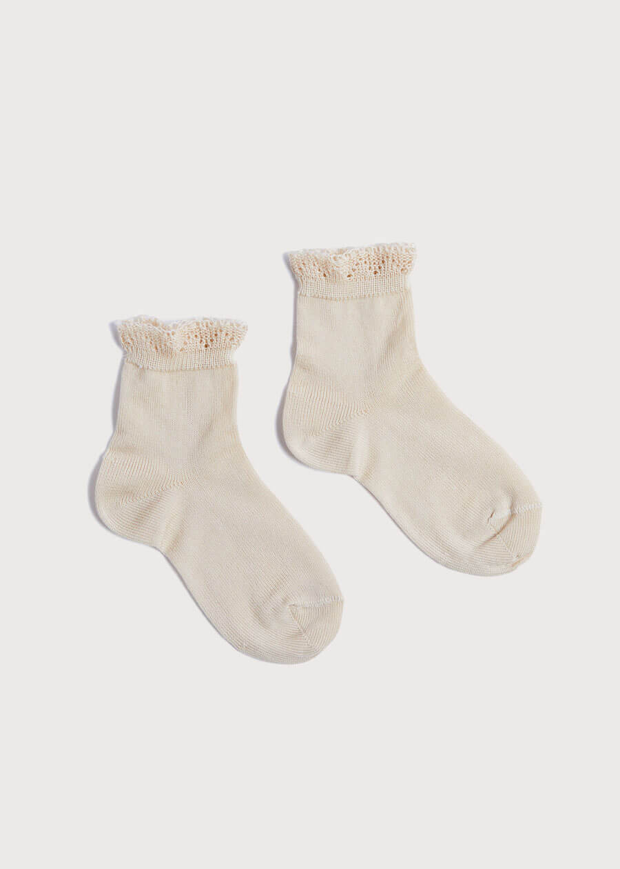 Celebration Short Socks with ruffle - Sand (0mths-10yrs) Socks from Pepa London