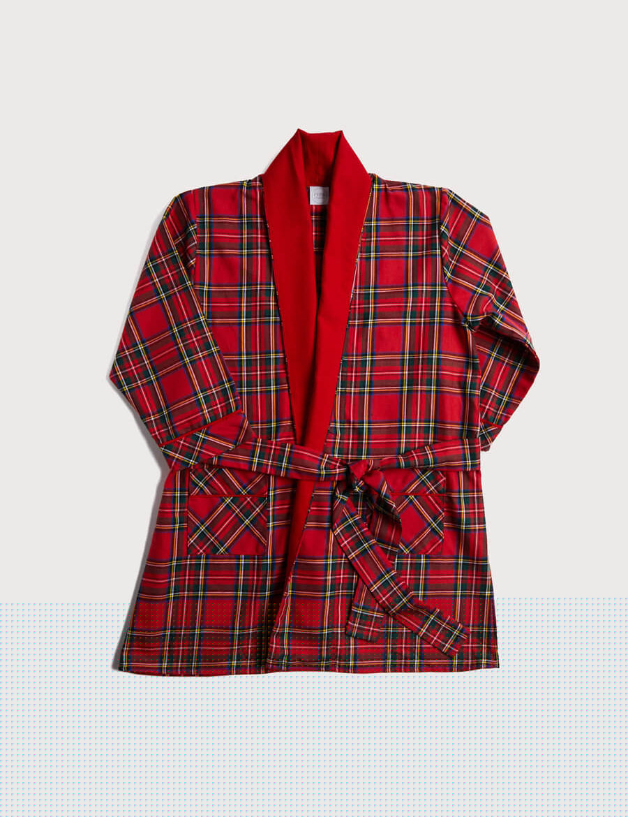 Belted Dressing Gown in Red Tartan (18mths-10yrs) Nightwear  from Pepa London
