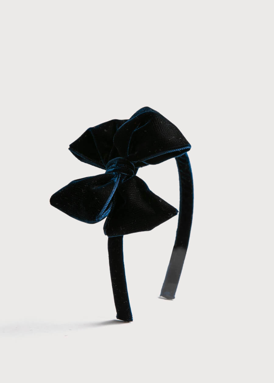 Velvet Hair-Band in Navy Hair Accessories  from Pepa London
