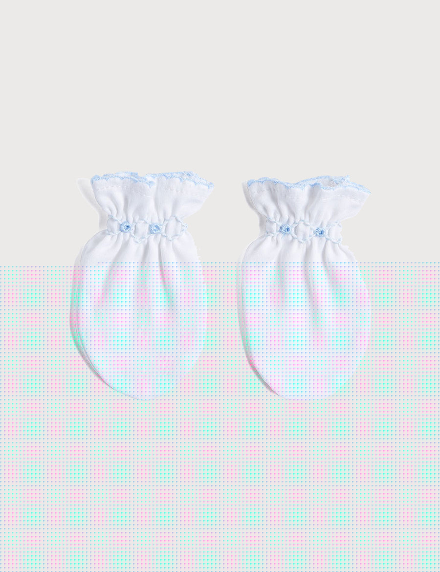 Blue Hand Smocked Mittens Accessories  from Pepa London