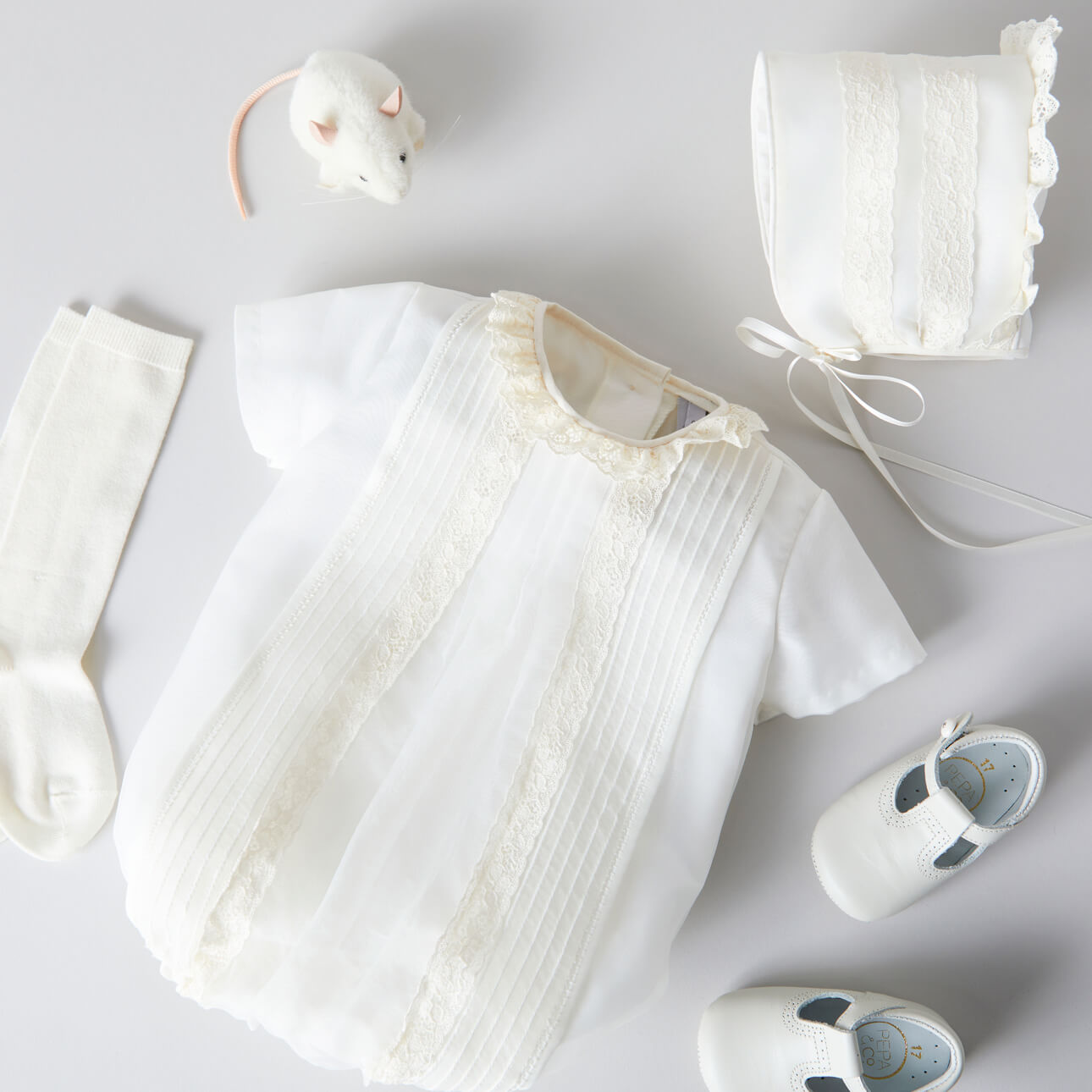 Cap Sleeve Lace Detail Romper in Ivory (3mths-2yrs) Rompers  from Pepa London