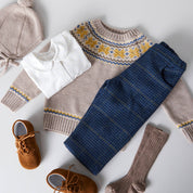 Knitted Merino Wool Winter Bonnet in Oatmeal (S-L) Knitted Accessories  from Pepa London