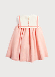 Linen Blend Trapeze Dress in Peach Orange (12mths-10yrs) Dresses from Pepa London