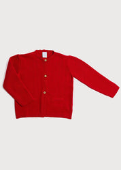 Pocket Front Cardigan in Bright Red (6mths-10yrs) Knitwear  from Pepa London