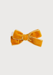 Velvet Medium Bow Hair Clip in Mustard Hair Accessories  from Pepa London