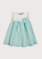 Sleeveless Trapeze Dress With Bow Detail in Green (12mths-10yrs) Dresses  from Pepa London
