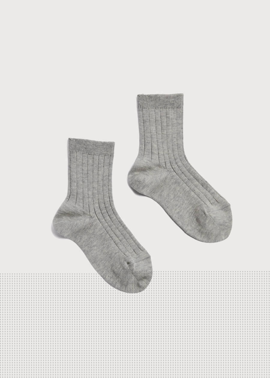Ribbed Shorts Socks - Grey (0mths-10yrs) Socks from Pepa London