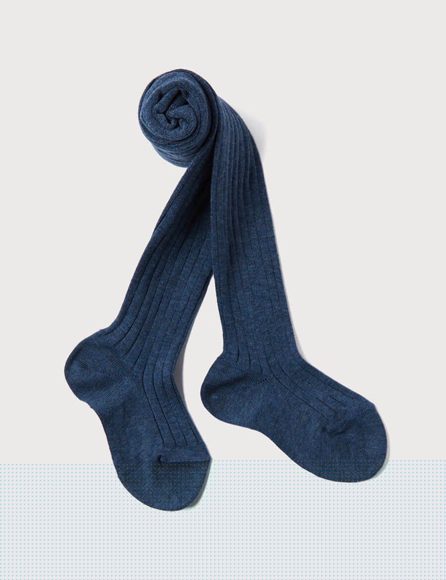 Ribbed Tights in Denim (0mths-10yrs) Tights from Pepa London