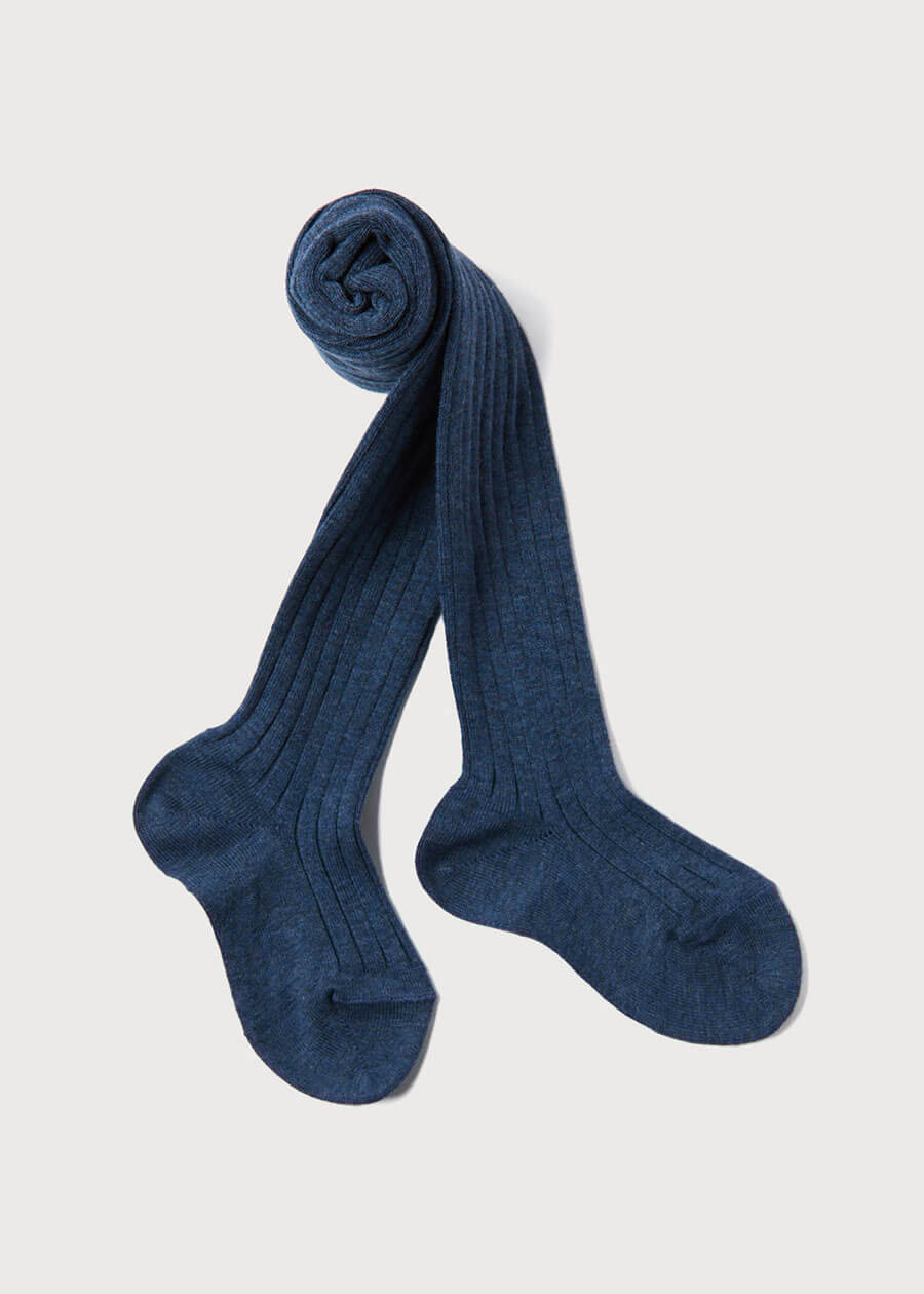 Ribbed Tights in Denim (0mths-10yrs) Tights from Pepa London