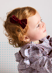 Velvet Medium-Bow Clip in Burgundy Hair Accessories  from Pepa London