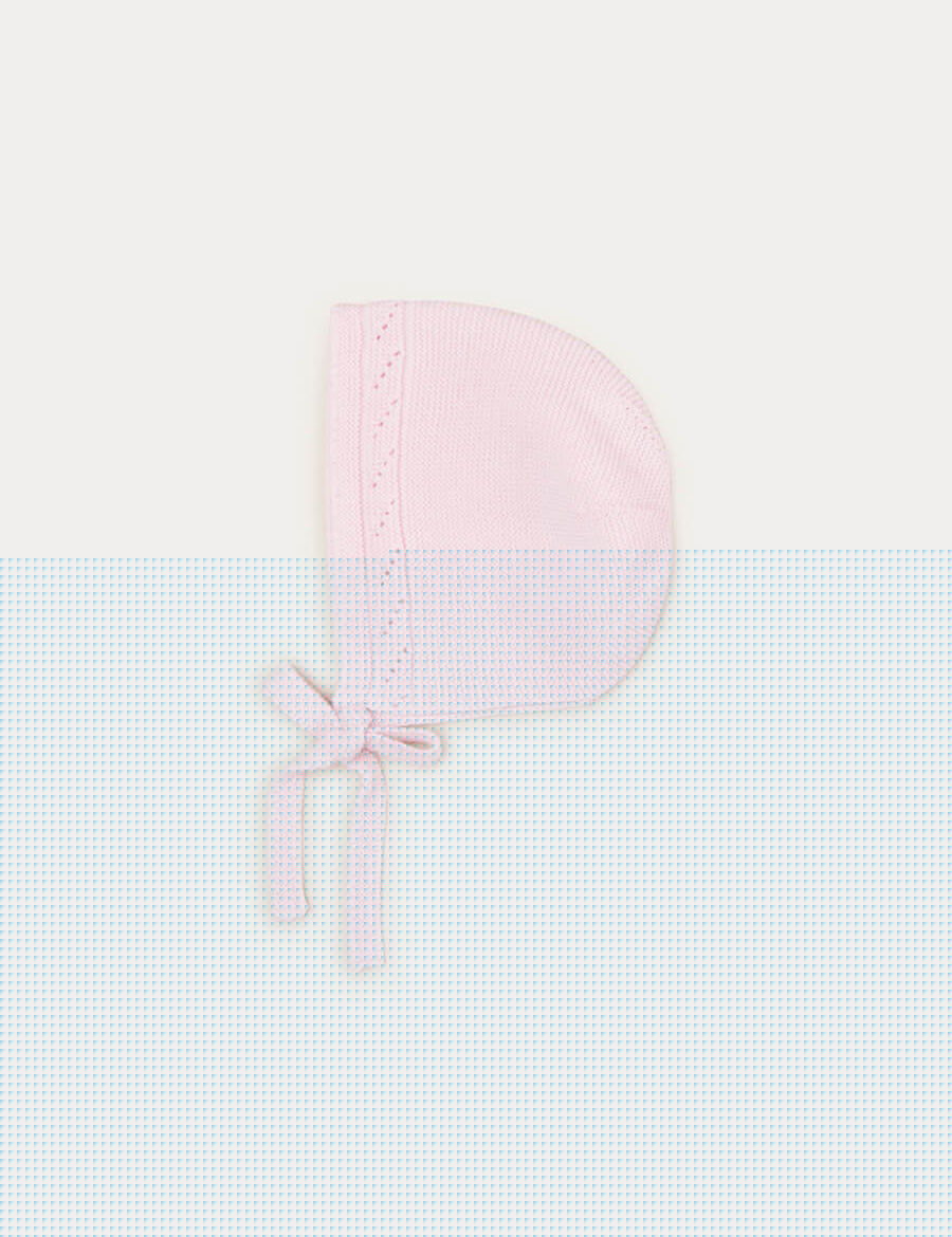 Baby Bonnet In Pink (S-L) KNITTED ACCESSORIES  from Pepa London