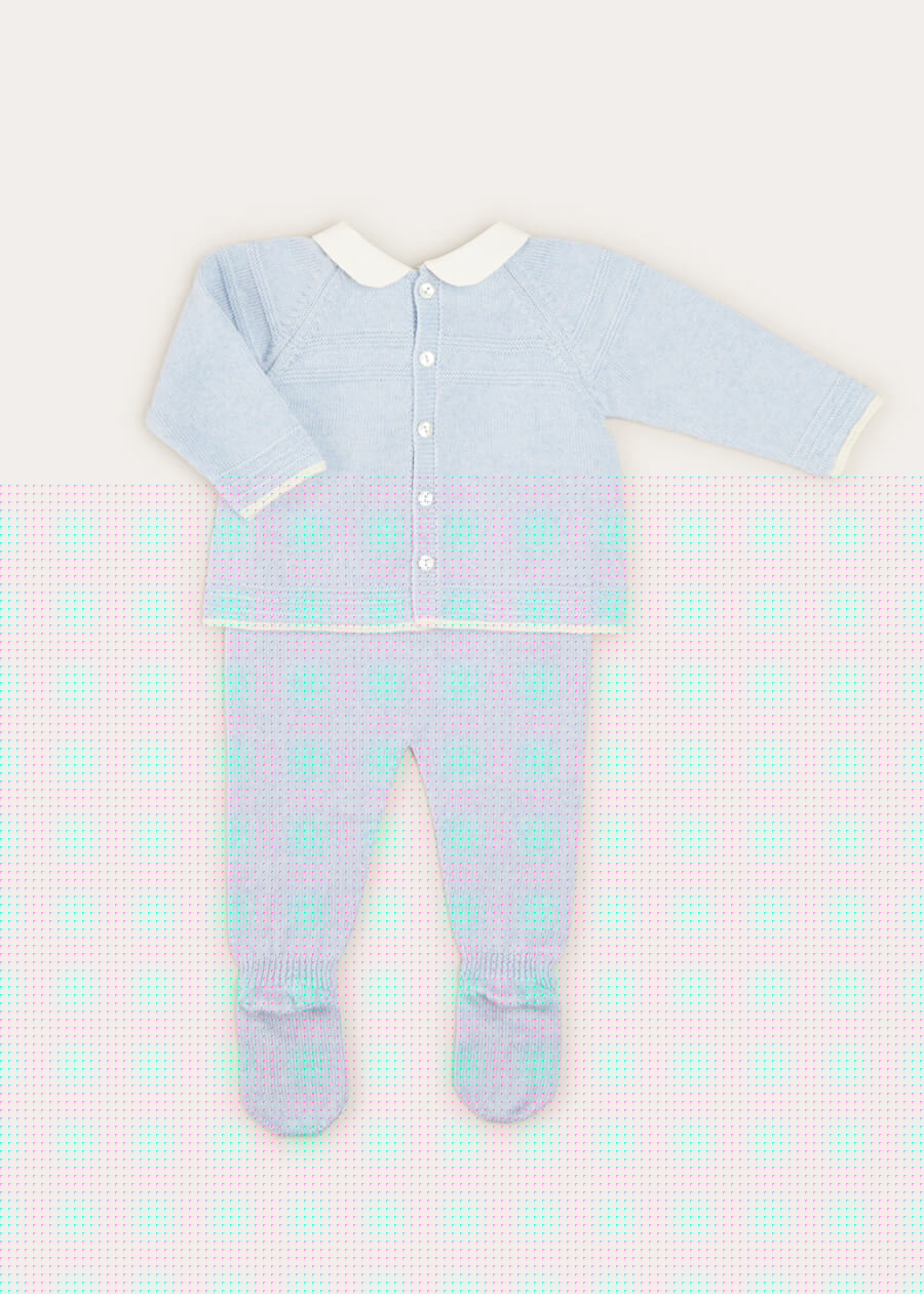 Dot Detail Knitted Set in Baby Blue (1-6mths) KNITTED SETS  from Pepa London