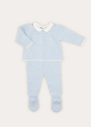 Dot Detail Knitted Set in Baby Blue (1-6mths) KNITTED SETS  from Pepa London
