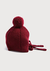 Knitted Merino Wool Winter Bonnet in Burgundy (S-L) Knitted Accessories  from Pepa London
