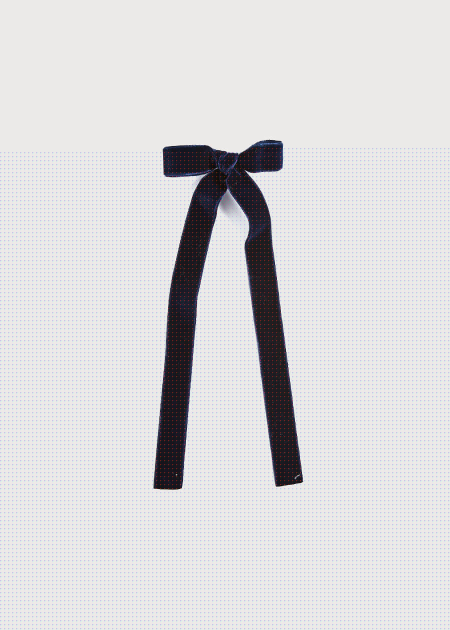 Velvet Long-Bow Clip in Navy Hair Accessories  from Pepa London