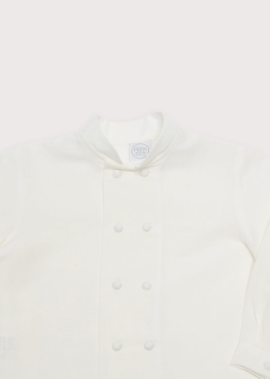 Boy's white double-breasted Mandarin collar shirt (12mths-10yrs) Shirts  from Pepa London