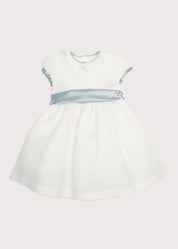 Flower Girl Ivory Dress with Blue Silk Sash (6mths-10yrs) Dresses from Pepa London